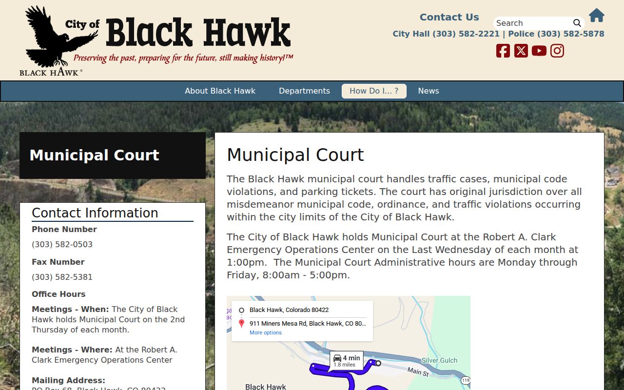 Black Hawk criminal history municipal court records