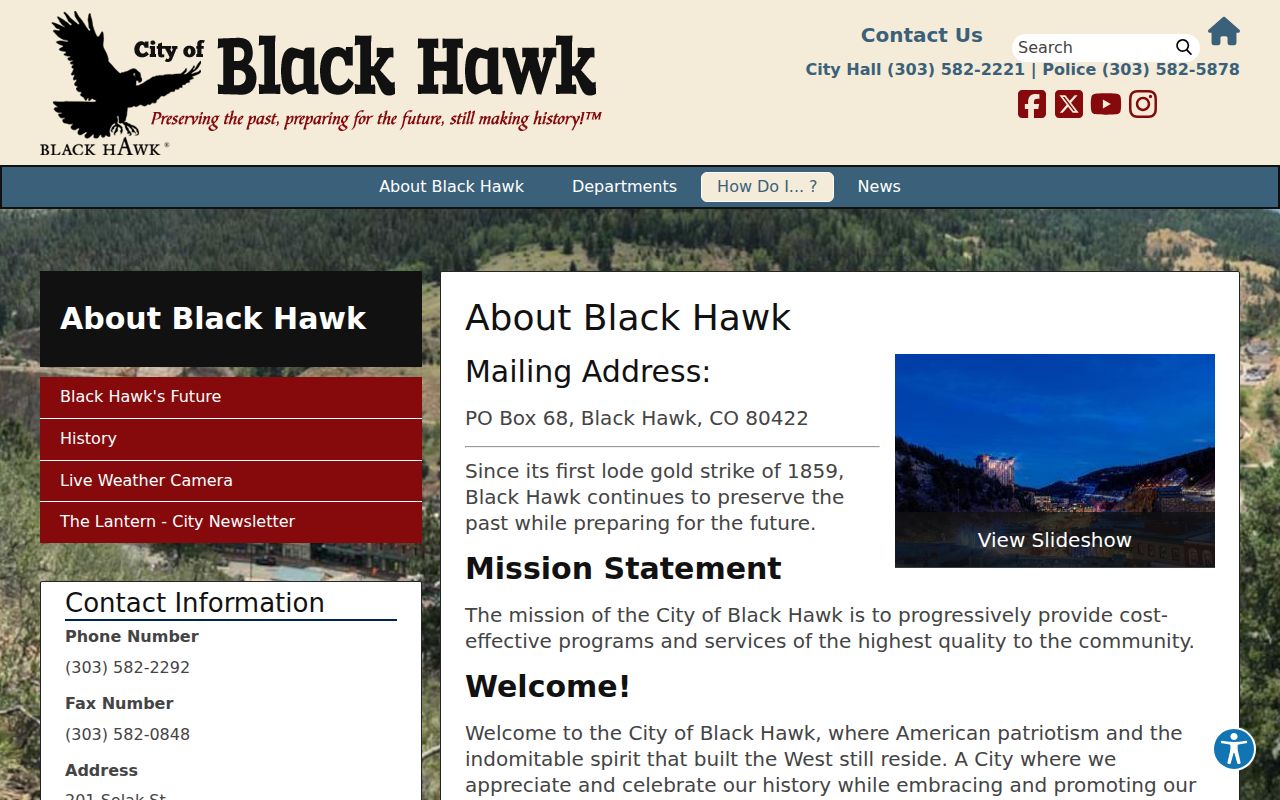 Black Hawk criminal history and city visitor context