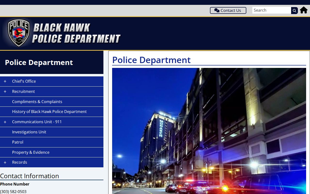 Black Hawk criminal history police department records office