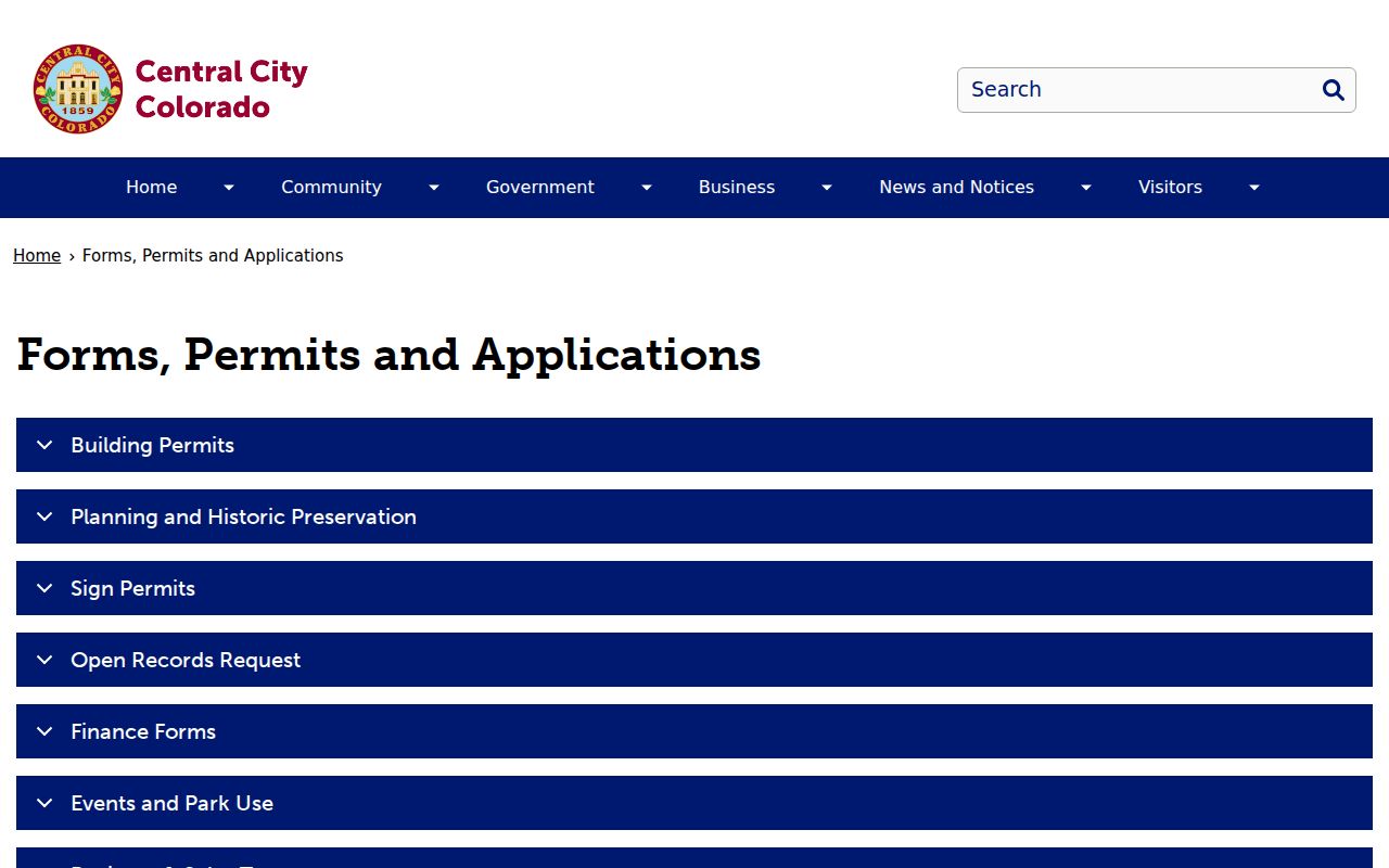 Central City criminal history open records forms