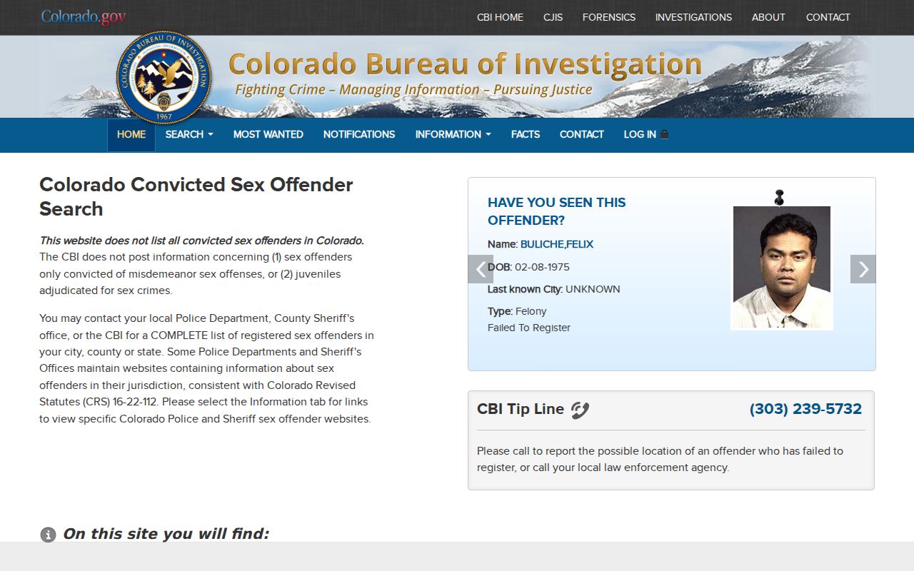 Gilpin County sex offender check on the Colorado registry search